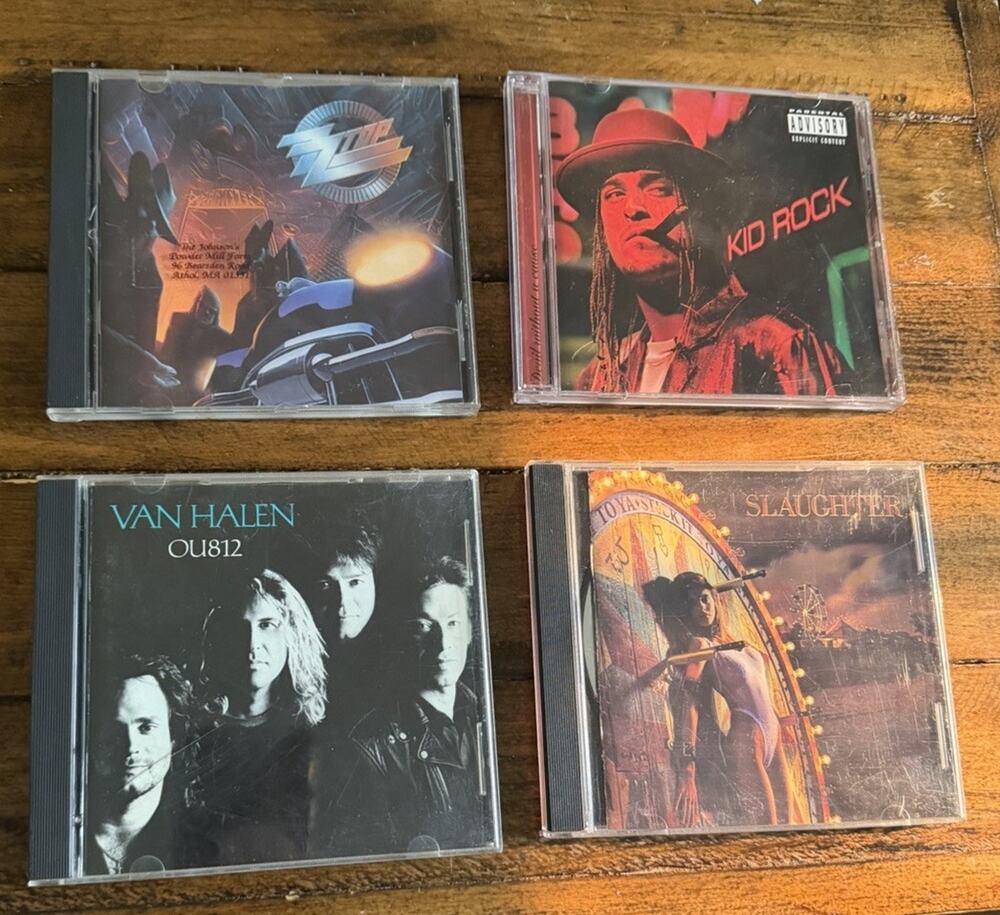 LOT OF 4 CDs ZZ Top / Van Halen /Slaughter / Kid Rock Hard Rock Metal 3748/53